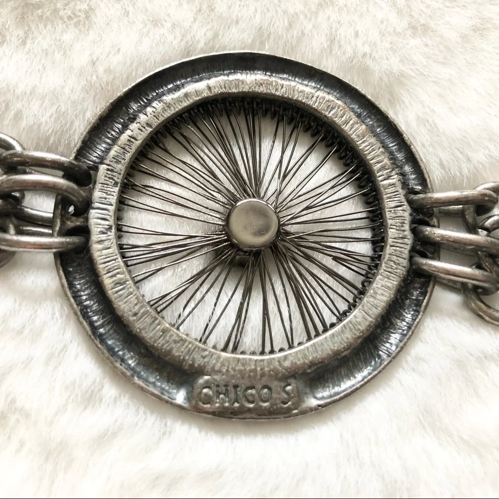 CHICO’S DREAMCATCHER Metal Chain Belt W/ Rhinestones Cowgirl Boho Artsy Hippie - Picture 6 of 8